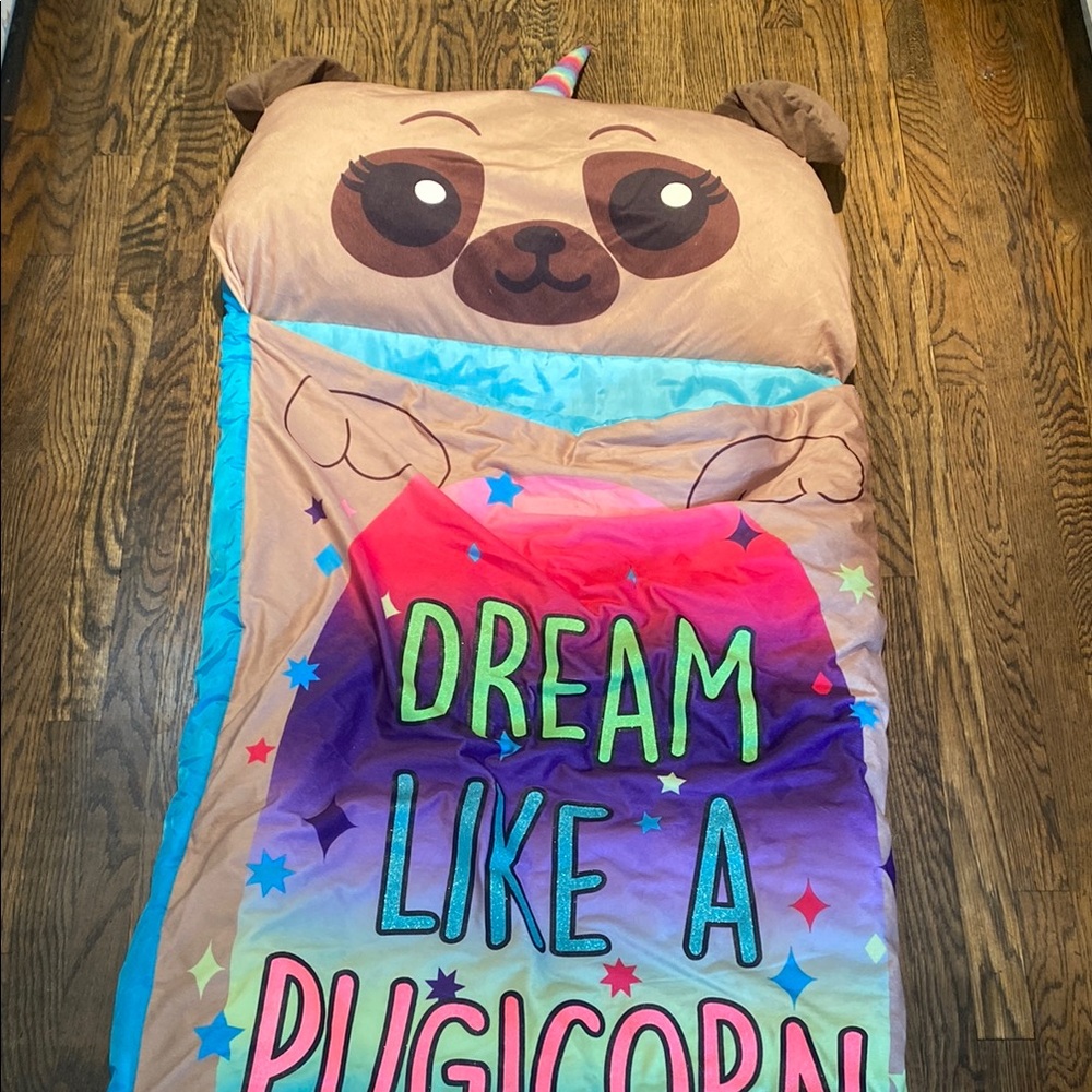 Justice Pugicorn Sleeping Bag - Brown, Blue, Purple